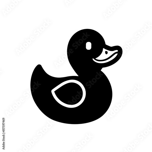 Simple bath duck black isolated flat icon.