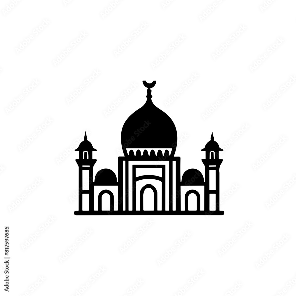 Simple mosque black isolated flat icon.