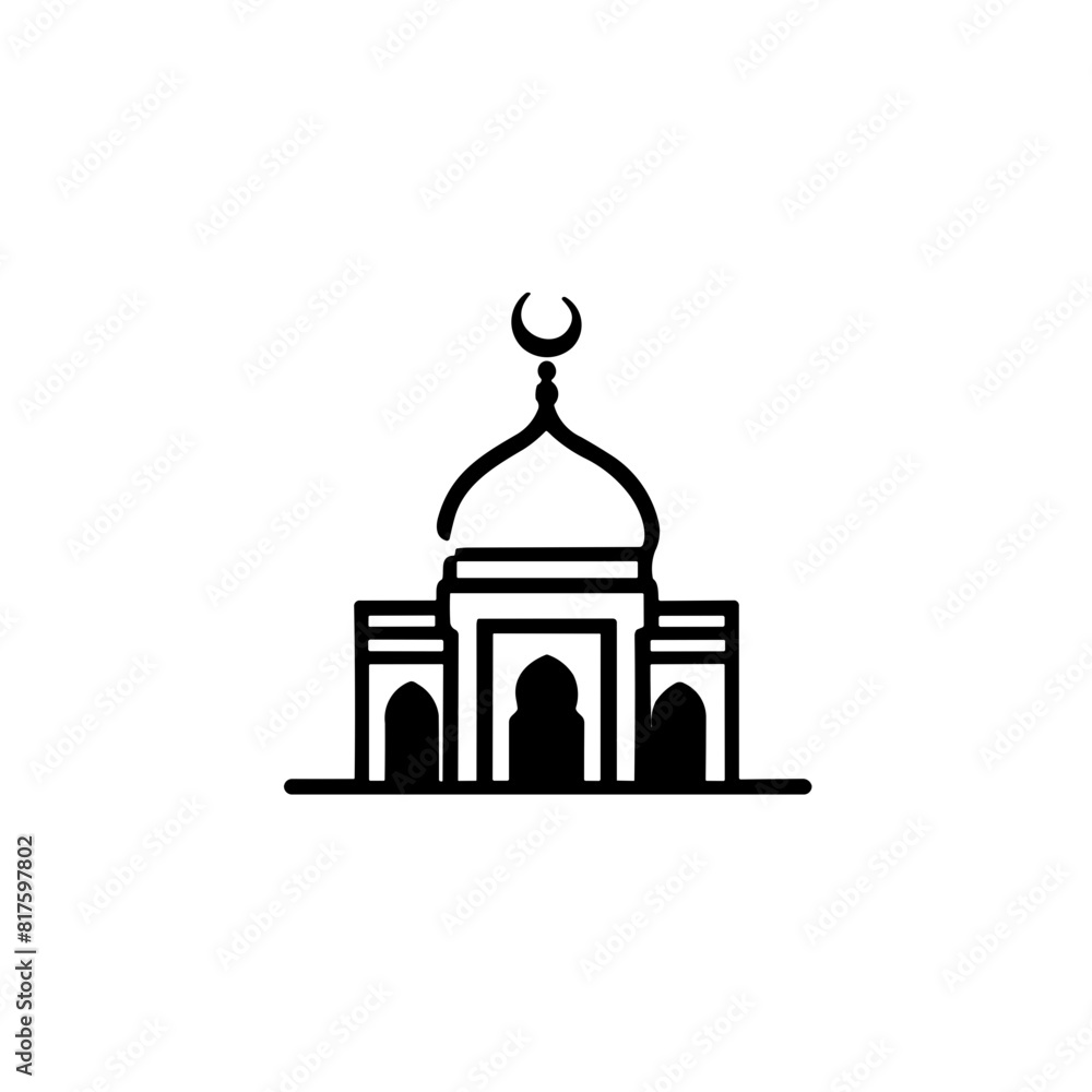 Simple mosque black isolated flat icon.