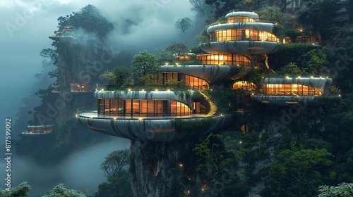 A futuristic multilevel house photo