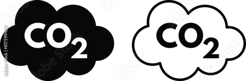 Co2 icon set in two styles . Carbon dioxide cloud icon . co2 emissions icon vector