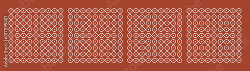 Indian Traditional and Cultural pulli or sikku Kolam design vector, set of editable home decor patterns.