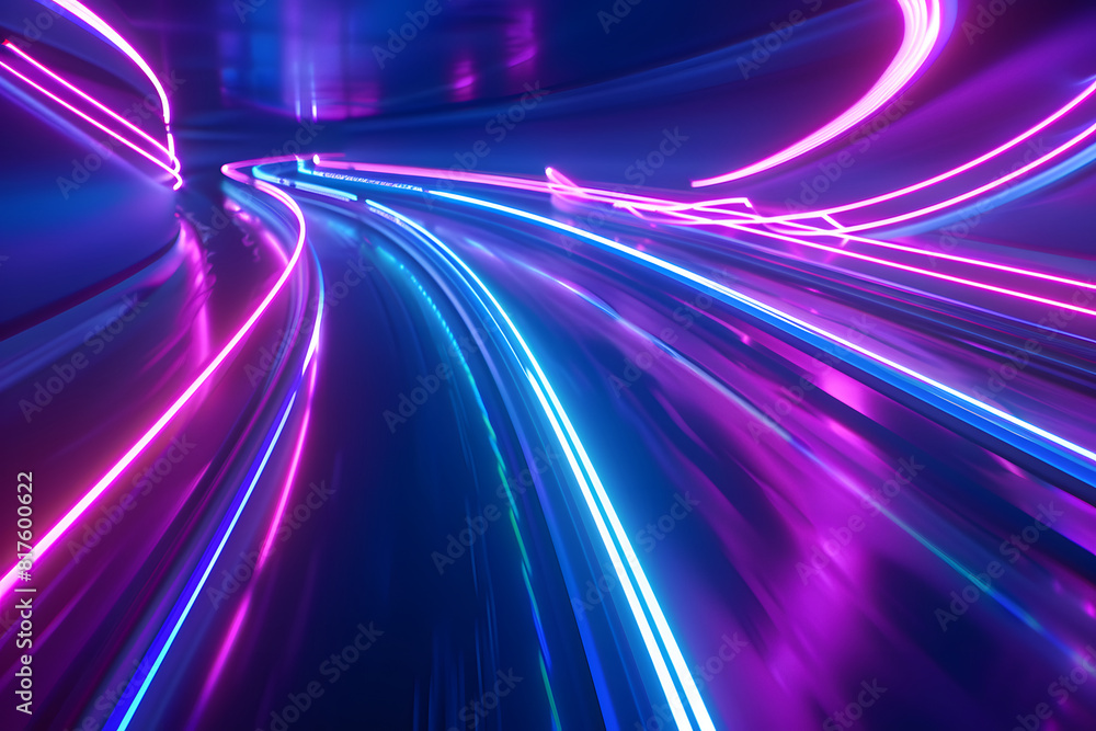Background of neon light lines in a tunnel Background of neon light lines in a tunnel