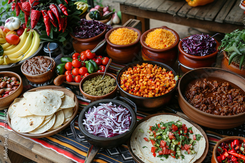 Photo of taco taco ingredients in a bowl with vegetables.