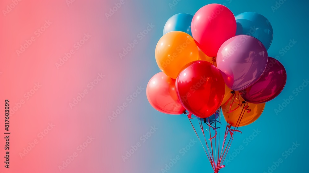 A cluster of helium balloons tied with ribbons, ready to be released into the sky as part of the birthday celebration