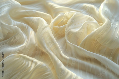 close up horizontal image of a thin white fabric background