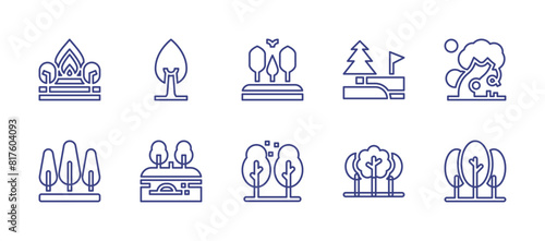 Forest line icon set. Editable stroke. Vector illustration. Containing forest, fire, trees, tree. photo
