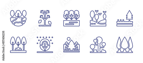 Forest line icon set. Editable stroke. Vector illustration. Containing forest, tree, fire, trees. photo