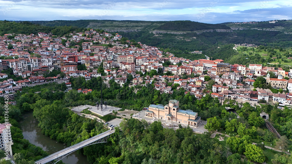 Obraz premium Veliko Tarnovo drone panorama view