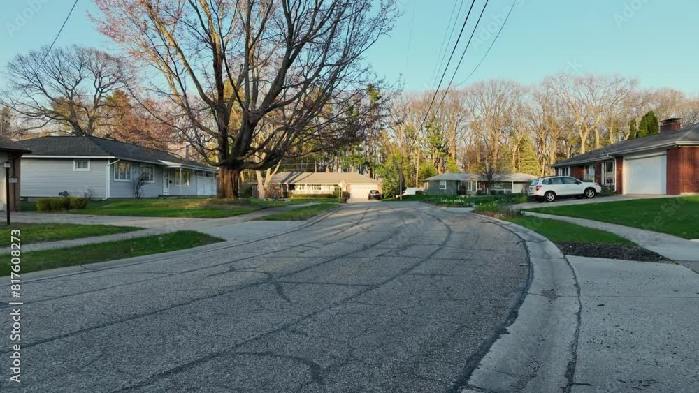 reverse track across a lovely small neighborhood. reverse track across a lovely small neighborhood.