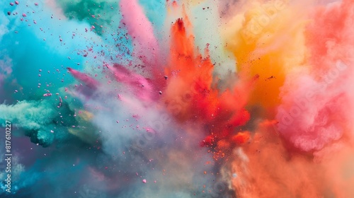 A dynamic explosion  where colored powders take the stage