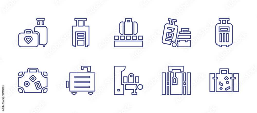 Luggage line icon set. Editable stroke. Vector illustration. Containing luggage, travelbag, luggagescale.