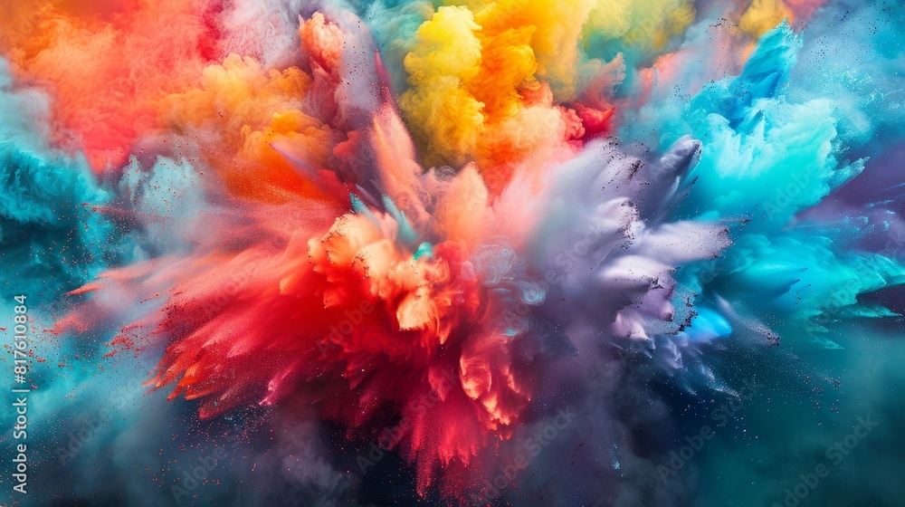 A visual effect of colored powders, dynamic and mesmerizing A visual effect of colored powders, dynamic and mesmerizing