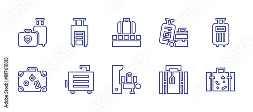 Luggage line icon set. Editable stroke. Vector illustration. Containing luggage, travelbag, luggagescale.