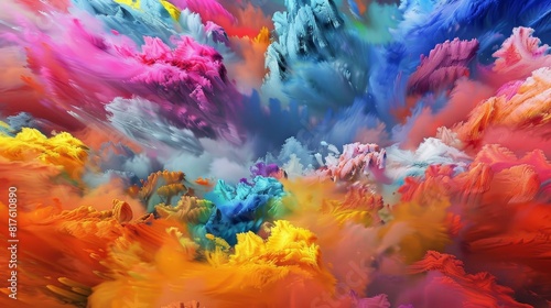 A visual effect of colored powders  dynamic and mesmerizing