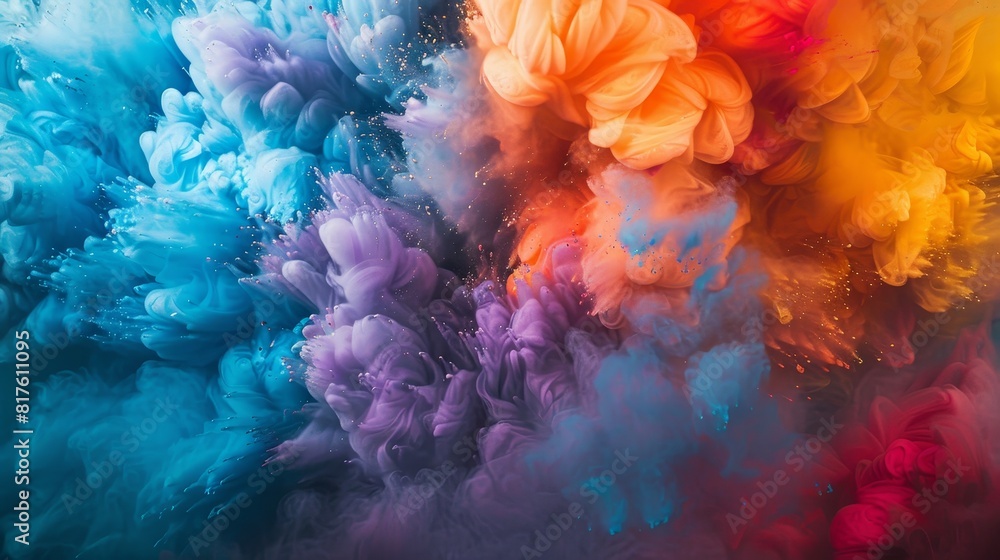 Fototapeta premium Dynamic powder plumes in a vibrant color transition