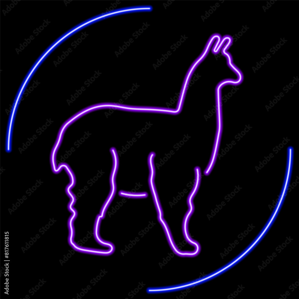 lama neon sign, modern glowing banner design, colorful modern design trend on black background. Vector illustration. lama neon sign, modern glowing banner design, colorful modern design trend on black background. Vector illustration.