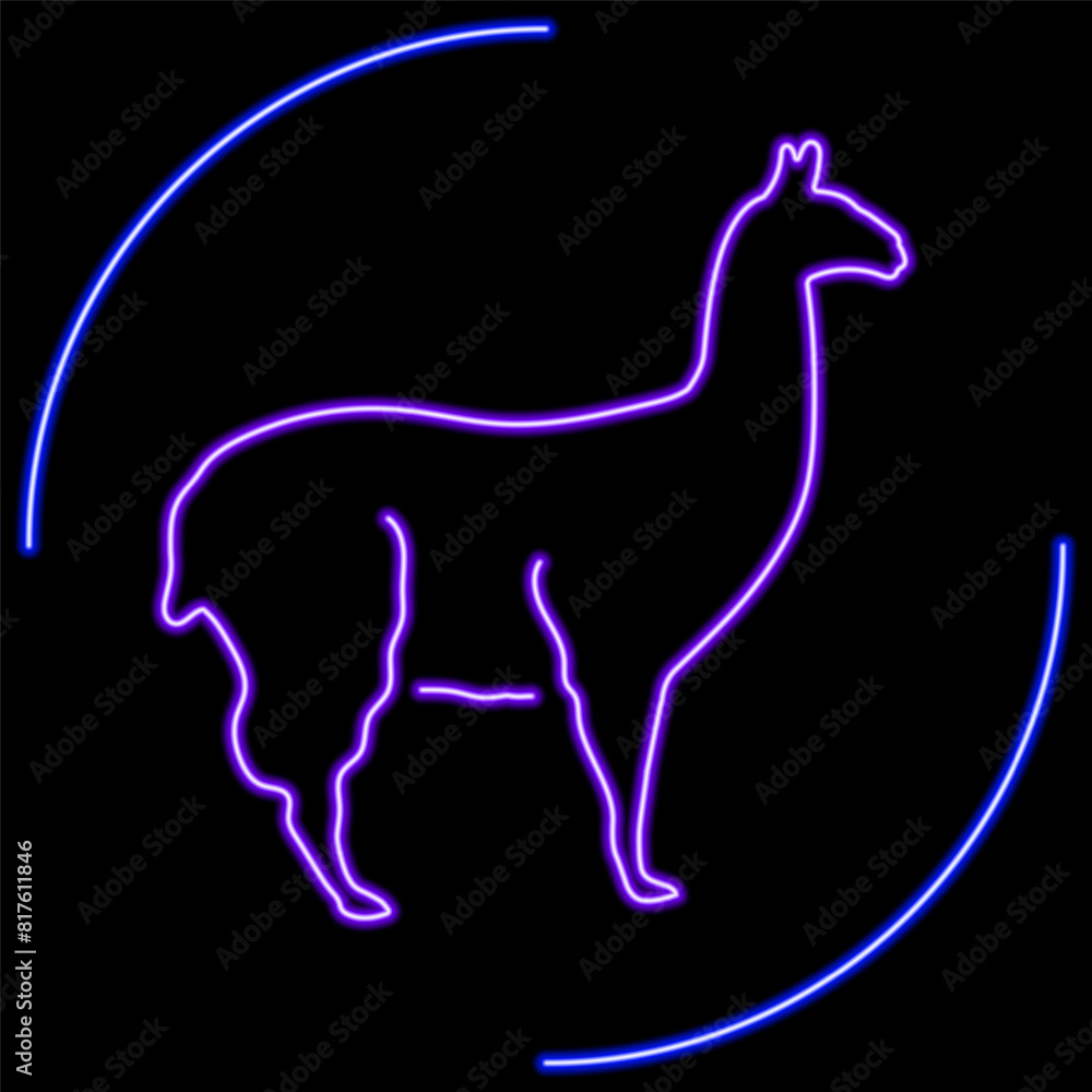lama neon sign, modern glowing banner design, colorful modern design trend on black background. Vector illustration. lama neon sign, modern glowing banner design, colorful modern design trend on black background. Vector illustration.