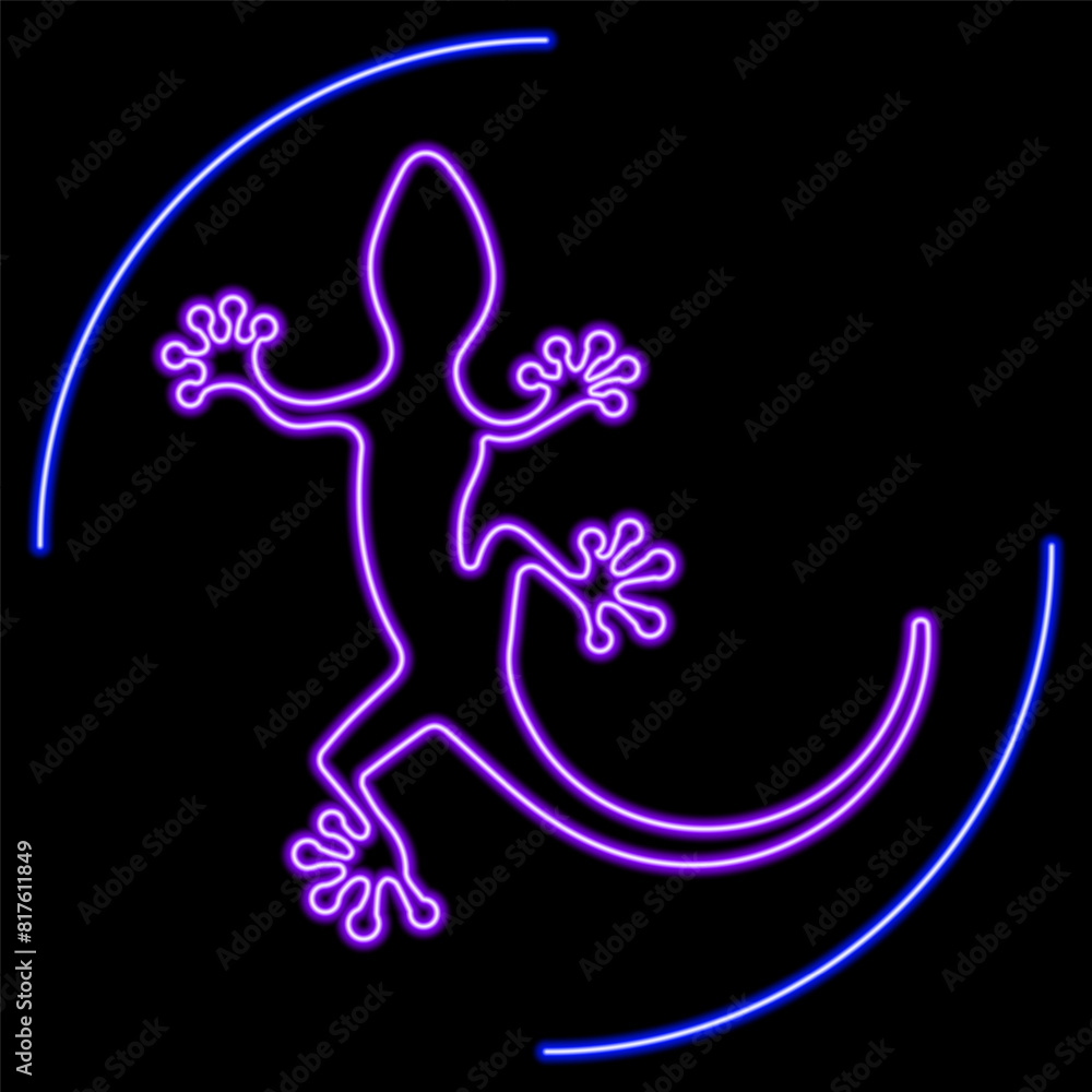 lizard neon sign, modern glowing banner design, colorful modern design trend on black background. Vector illustration.