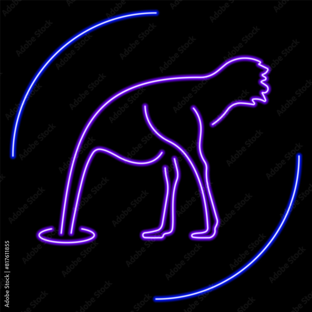 ostrich neon sign, modern glowing banner design, colorful modern design trend on black background. Vector illustration.