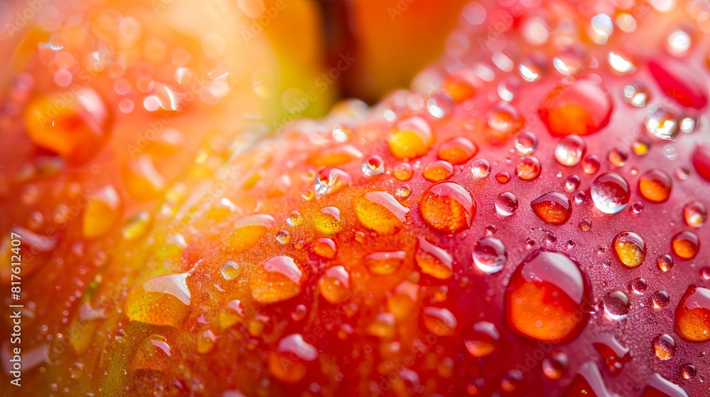 An apple with water droplets on it. An apple with water droplets on it.