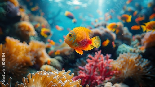 Bright Tropical Fish in Colorful Coral Reef - ai generative