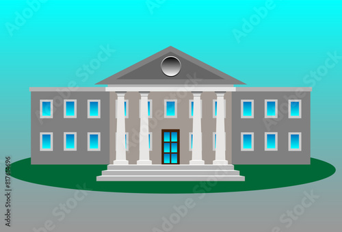 Traditional Bank or Government Building or university institution. Vector illustration