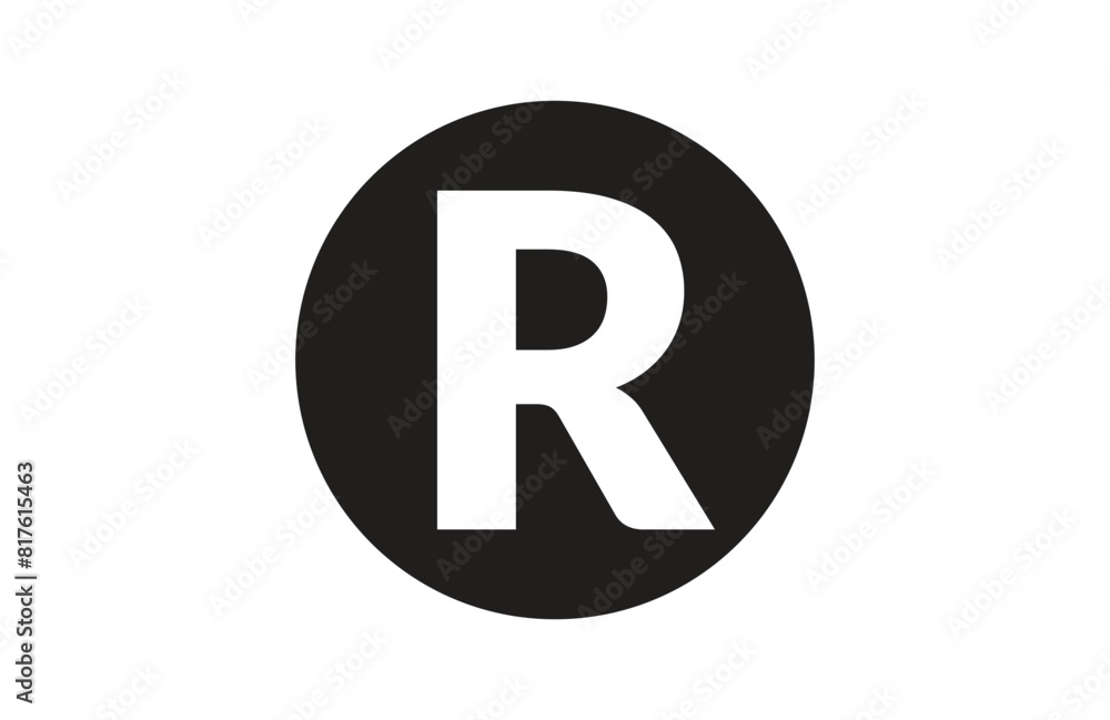 Registered Trademark symbol isolated black vector illustration Registered Trademark symbol isolated black vector illustration