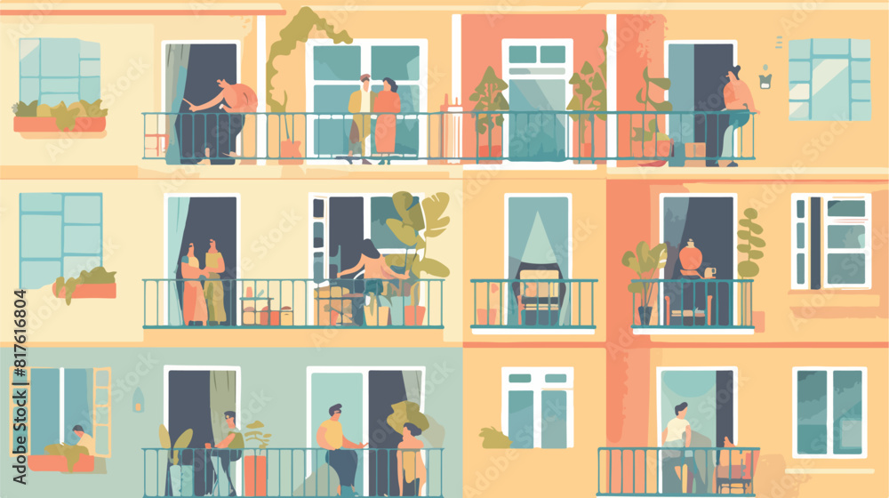 Neighbors and neighborhood concept vector flat illustration