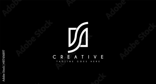 N S alphabet letter logo icon in black and white.