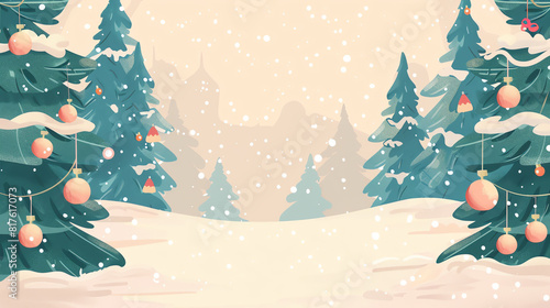 Snow Background in Cartoon Style