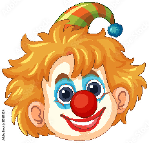 Smiling clown with a red nose