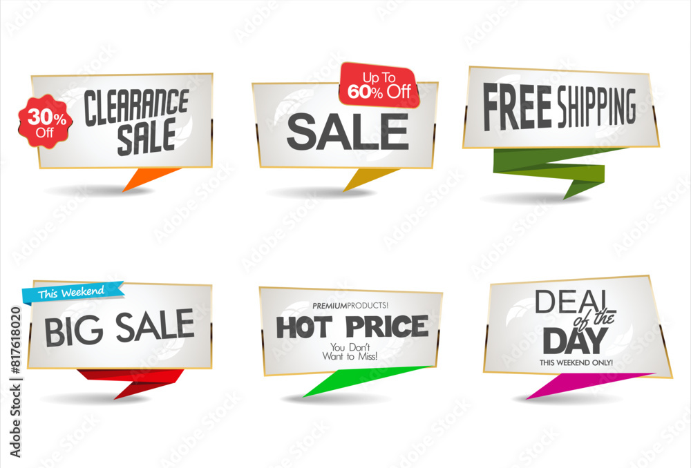  Sale banner collection concept discount promotion layout on white background