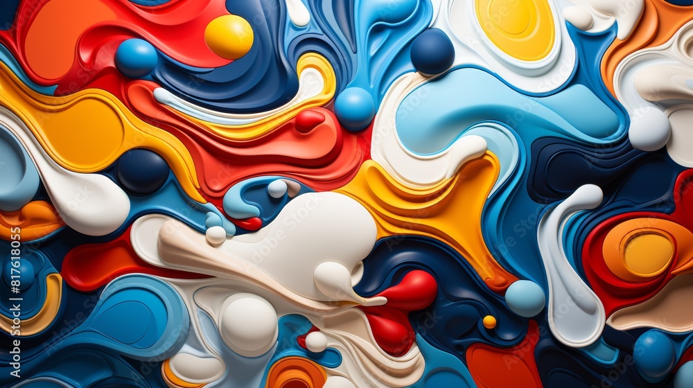 3D rendering of a colorful abstract painting. 3D rendering of a colorful abstract painting.