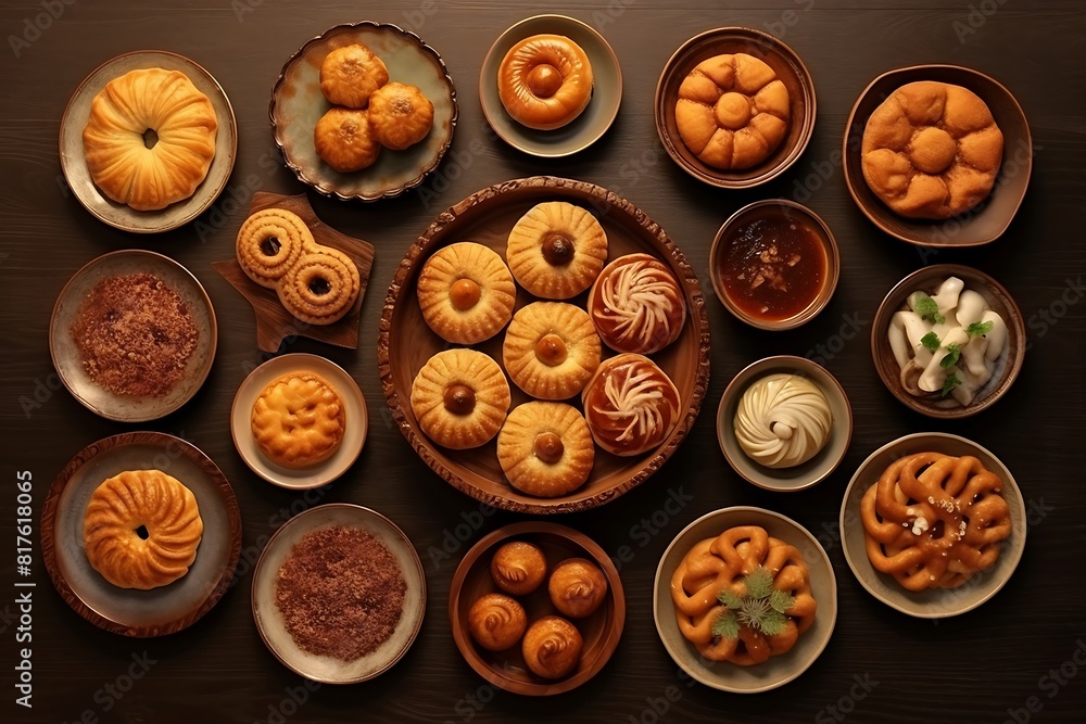 meals tasty yummy different pastries and dishes on the brown on the table meals tasty yummy different pastries and dishes on the brown on the table