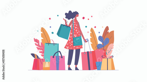 Online shopping concept. Customer buying goods making