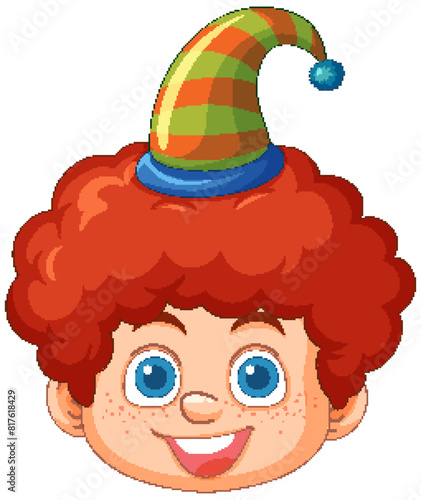 Smiling clown with a colorful hat