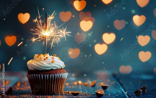 Celebratory Cupcake with Sparkler