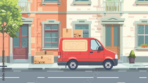 Orders delivery flat vector illustration. Cartoon car