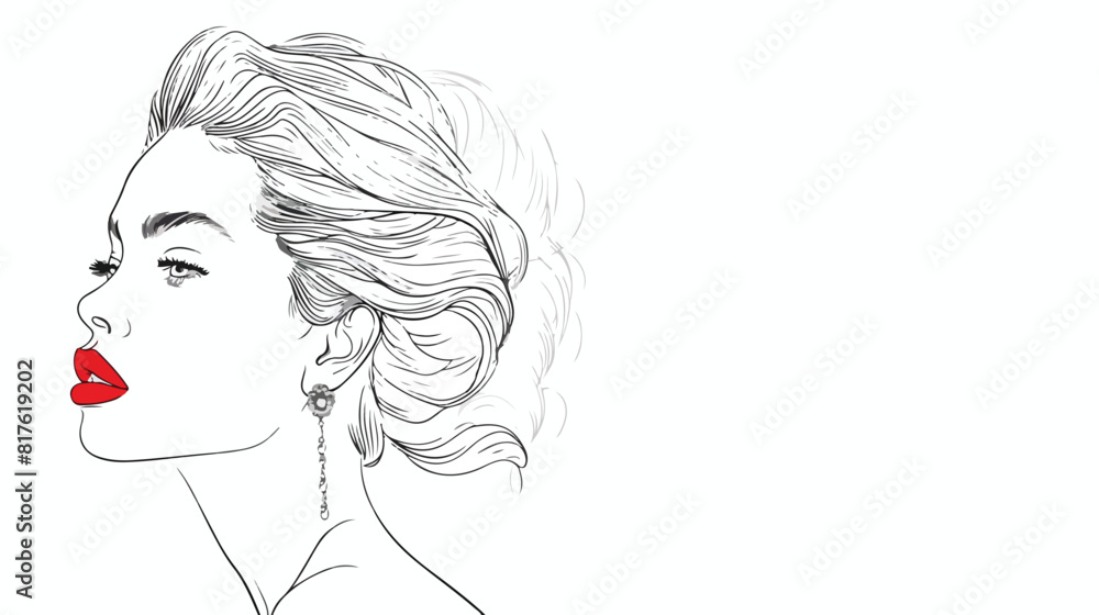 Outline profile portrait of classy stylish young lady
