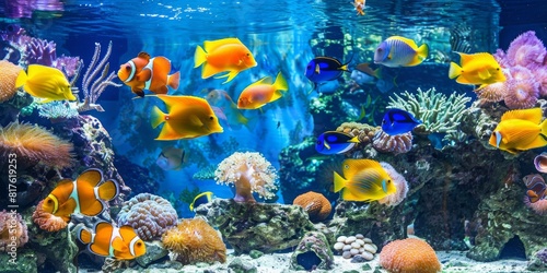 Colorful Fish Swimming in an Aquarium