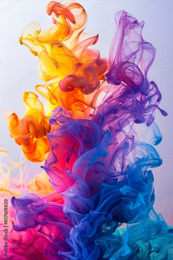 A colorful smoke in water.