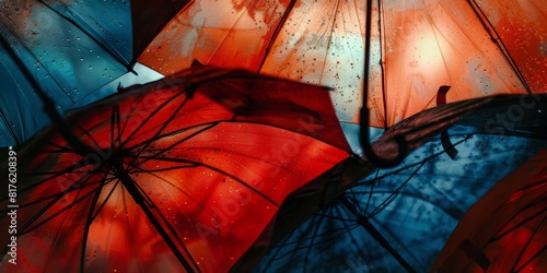 Vibrant Umbrellas in the Rain