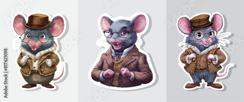 Mouse wearing teacher clothes with glasses and a serious face, Generative AI