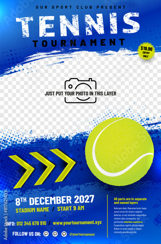 Tennis tournament poster template with ball, arrows and place for your photo © Jaroslav Machacek