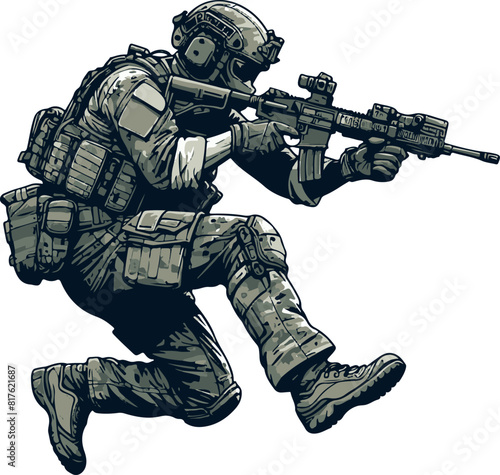 Military man vector illustration, marines, NAVY, army soldier
