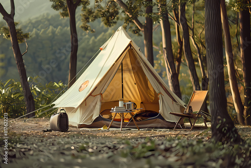 A tent for outdoor camping in nature