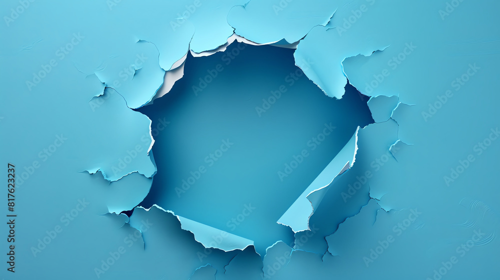 3D Illustration of Torn Blue Paper with Jagged Edges 3D Illustration of Torn Blue Paper with Jagged Edges