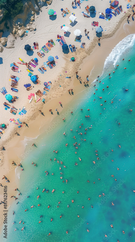 Aerial view of a crowded beach Aerial view of a crowded beach