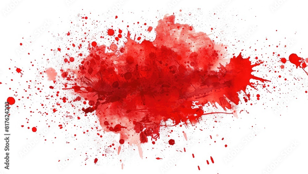Abstract Red Splash Art, Vibrant Watercolor Stain, Modern Colorful Explosion, Powder Burst, Watercolor Paint Splatter
